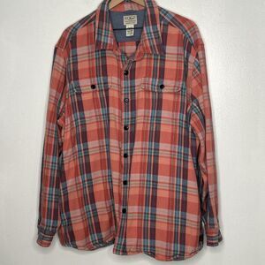 LL Bean Shacket Men's XXL Cotton Button Down Plaid Slightly Fitted 516097 India